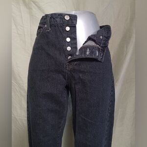 Banana Republic Black Ultra High Rise Button Fly Barrel Leg Denim Jeans